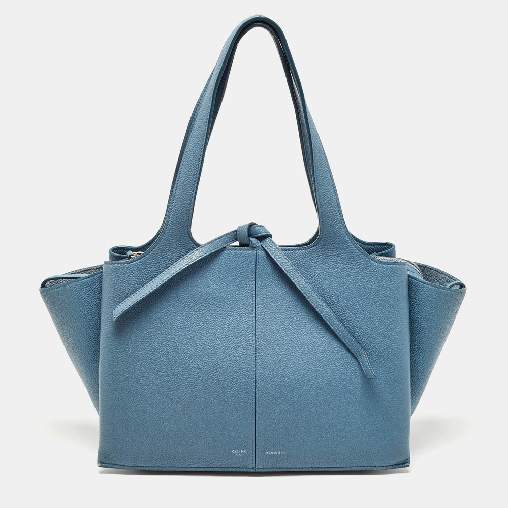 CELINE Blue Leather Small Tri-Fold Tote - Picture 1 of 8